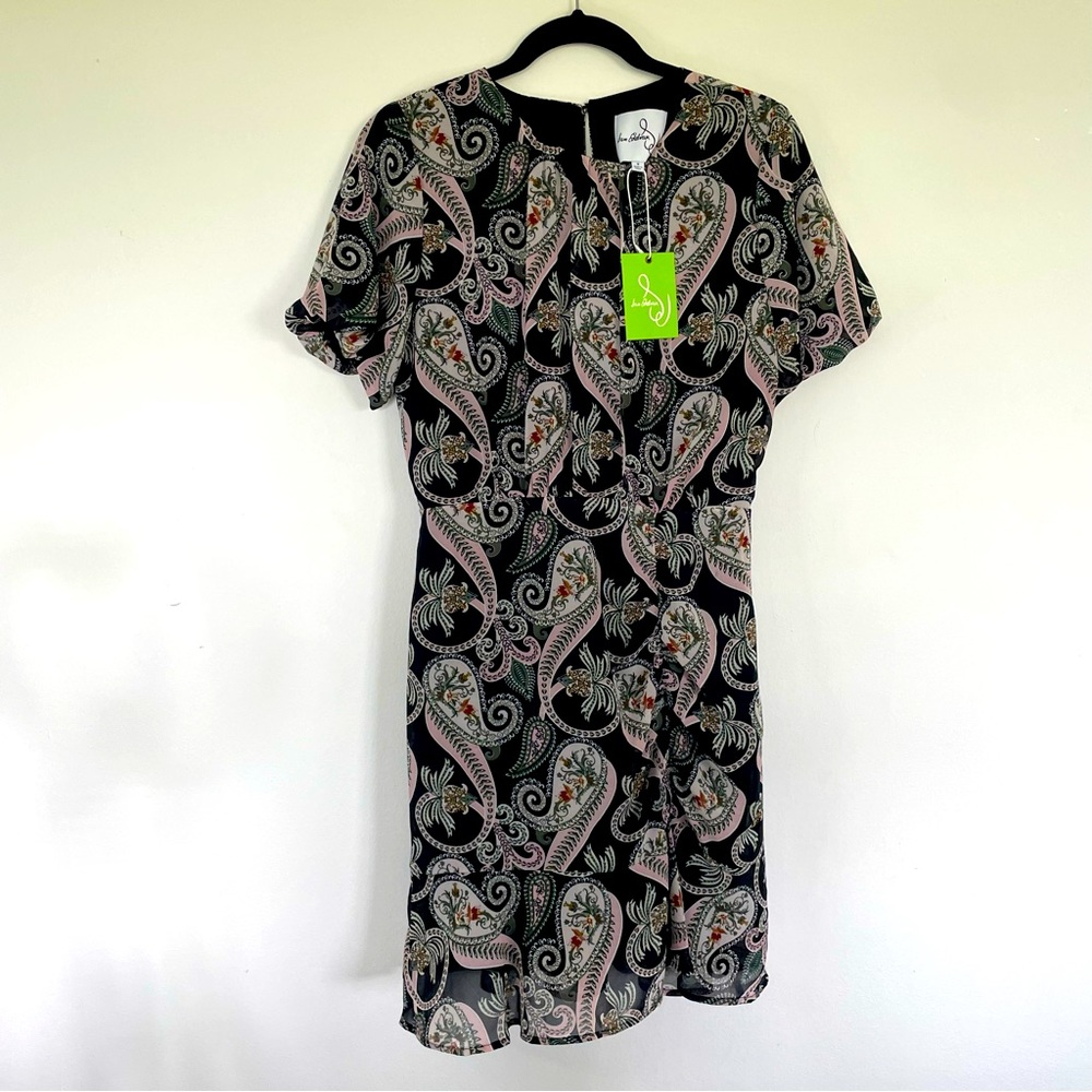Sam Edelman Puff Sleeve Minidress PINK PAISLEY SIZE 8 NWT Women Dress Mini